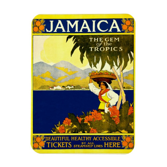 Jamaica, Vintage Travel Poster Magnet (Vertical)
