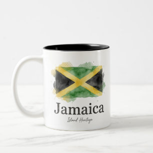 Jamaica Watercolor Flag Caribbean Heritage Two-Tone Coffee Mug
