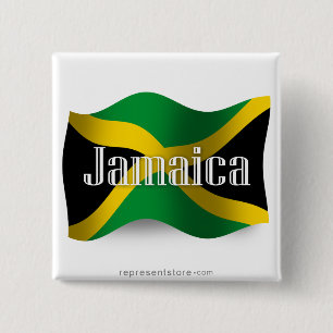 Jamaica Waving Flag 15 Cm Square Badge