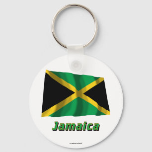 Jamaica Waving Flag with Name Key Ring