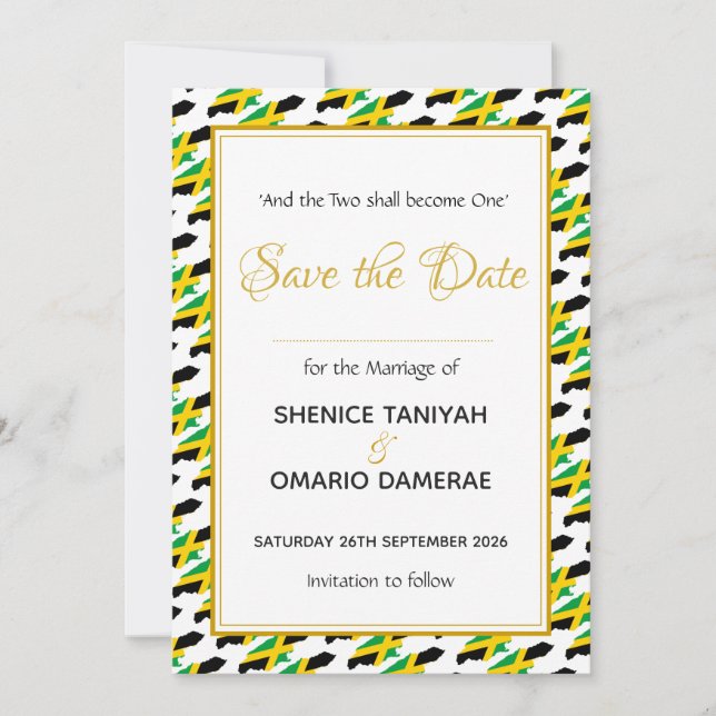 JAMAICA Wedding Christian Custom Celebration Save The Date (Front)