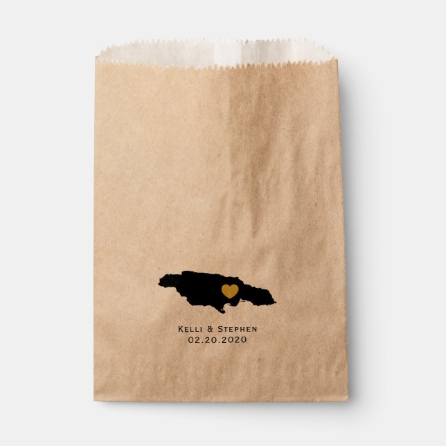 Jamaica Wedding Favour Treat Sacks, Map Gift Bags (Front)