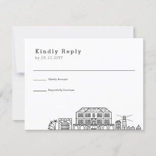Jamaica Wedding   Stylised Skyline RSVP Card