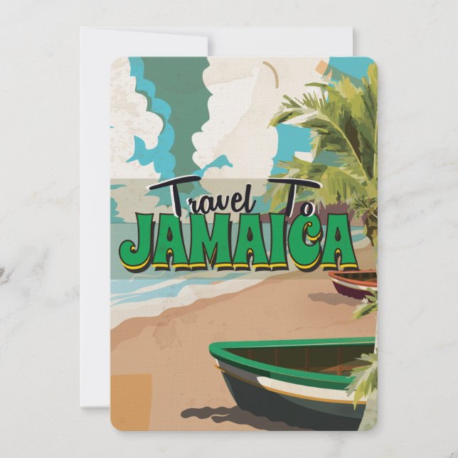Jamaica Wedding Vintage Travel poster Invitation (Front)