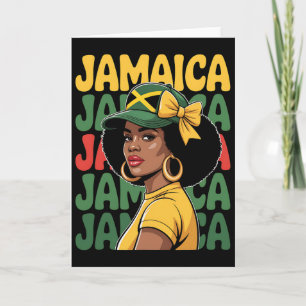Jamaica Women Girl Jamaican Flag Vacation Trip Coq Card