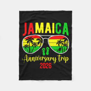 Jamaicaa Anniversary Trip 2026 Matching Couple Vac Fleece Blanket