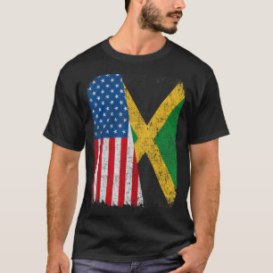 Jamaican American Flag Half USA Jamaica Root Proud T-Shirt
