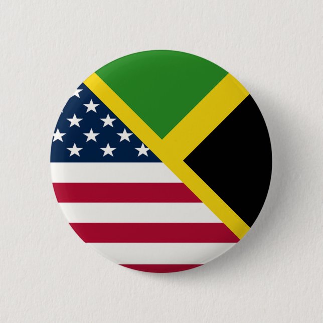 Jamaican American Flag | Jamaica United States 6 Cm Round Badge (Front)