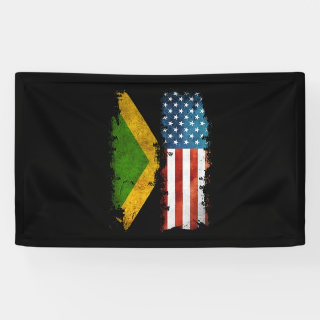 Jamaican American Flag Jamaica Usa Banner (Horizontal)