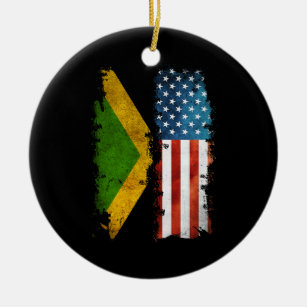 Jamaican American Flag Jamaica Usa Ceramic Tree Decoration