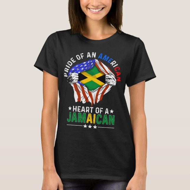 Jamaican American Foreign Jamaica Flag T-Shirt (Front)