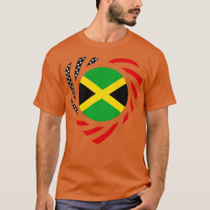 Jamaican American Multinational Patriot Flag Heart T-Shirt