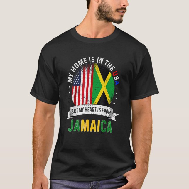 Jamaican American Patriot Heart Is From Jamaica Fl T-Shirt (Front)