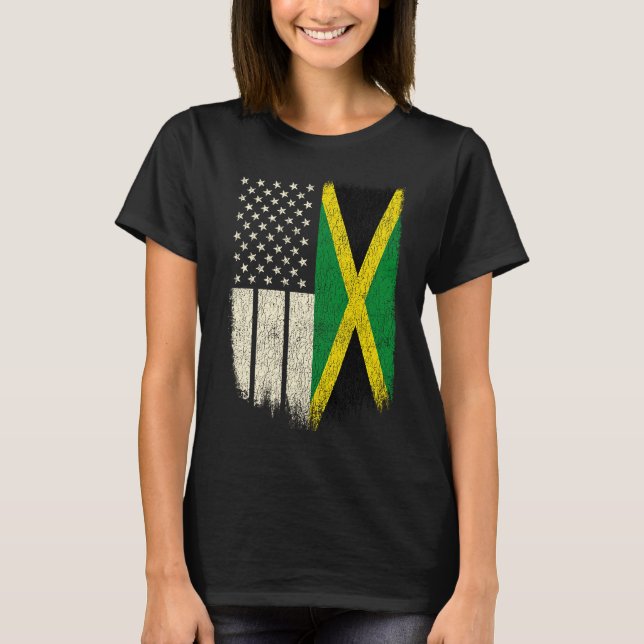 Jamaican And American Flag  Jamaica Heritage T-Shirt (Front)