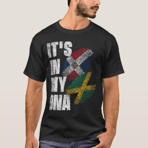 Jamaican And Dominican Mix DNA Flag Heritage T-Shirt