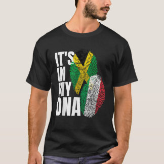 Jamaican And Italian Mix DNA Flag Heritage T Shirt