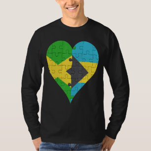 Jamaican Bahamian Flag Heart T-Shirt