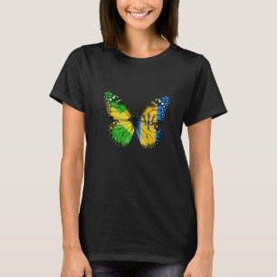 Jamaican Barbadian Flag Butterfly T-Shirt