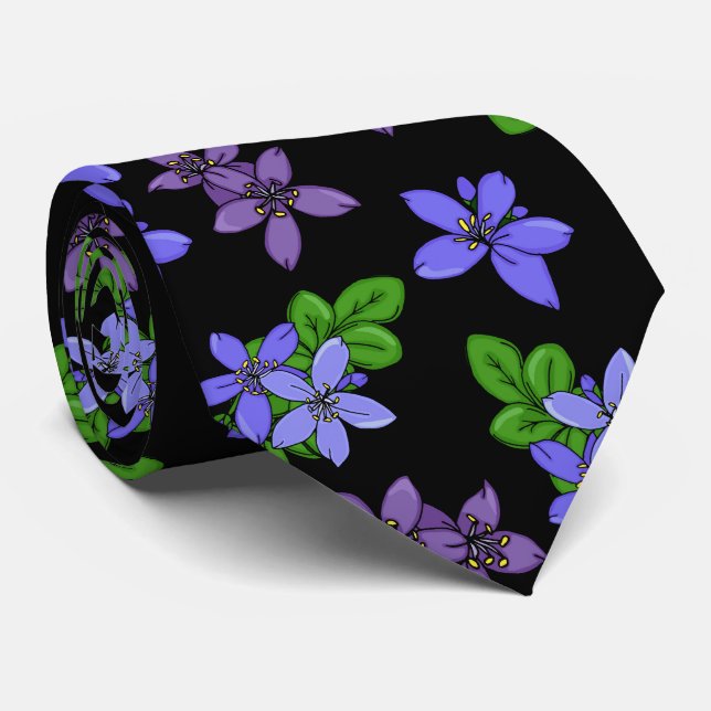 Jamaican Beach Wedding Tropical Flowers Patterned Tie (Rolled)