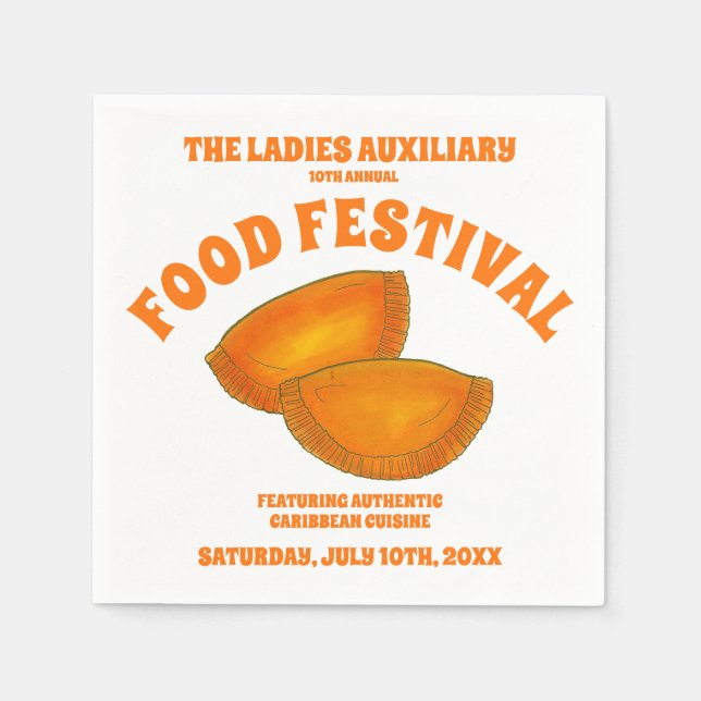 Jamaican Beef Patty Food Fest Caribbean Cuisine Napkin (Front)