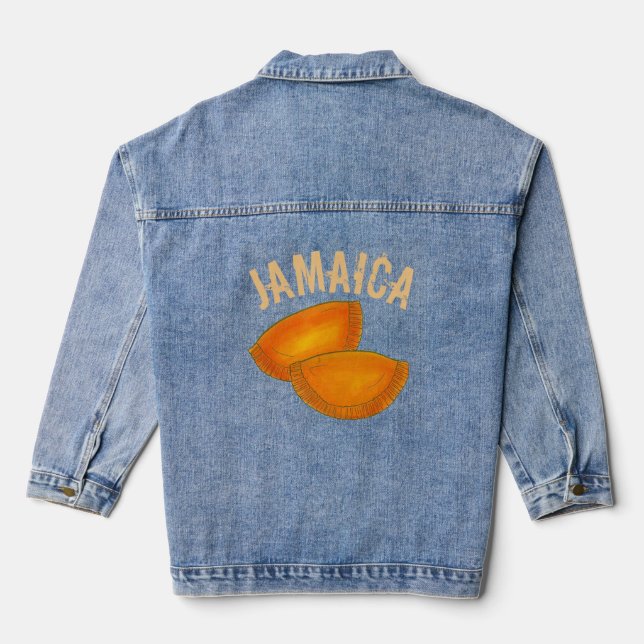 Jamaican Beef Patty Patties Food Cooking JAMAICA Denim Jacket (Back)