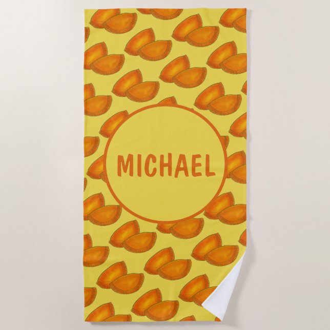 Jamaican Beef Patty Patties Pastry Personalised Beach Towel (Front)