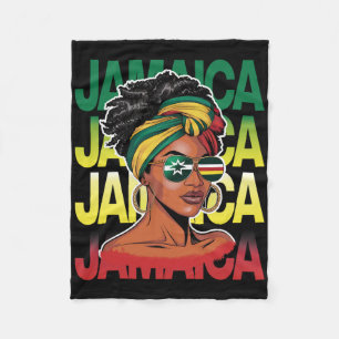 Jamaican Black Woman Melanin Girl Afro Hair Pride Fleece Blanket