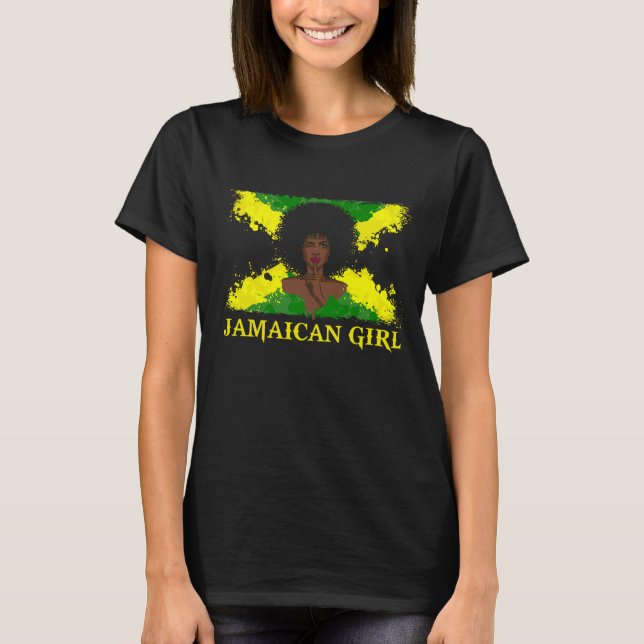 Jamaican Black Woman T-shirt Jamaica Afro Girl Pri (Front)
