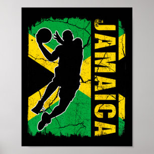 Jamaican Bysketbyll Player Jamaica Flag Bysketbyll Poster
