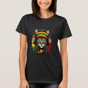 Jamaican Cat Jamaican Rasta Flag Cat Reggae Music T-Shirt