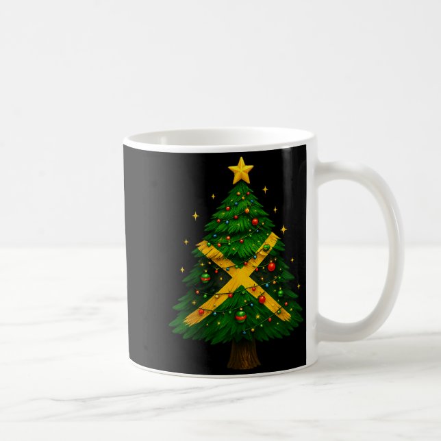 Jamaican Christmas Tree Design, Festive Holiday Gr Coffee Mug (Right)