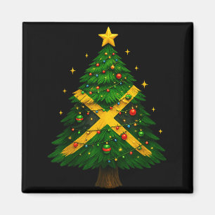 Jamaican Christmas Tree Design, Festive Holiday Gr Magnet