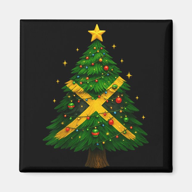 Jamaican Christmas Tree Design, Festive Holiday Gr Magnet (Front)