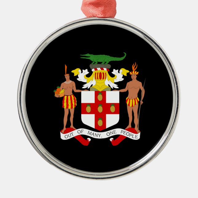Jamaican coat of arms metal tree decoration (Front)