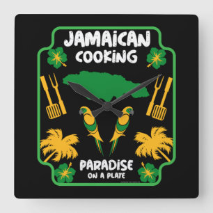 Jamaican Cooking Foodie Gifts     Square Wall Clock