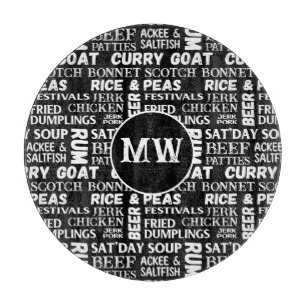 Jamaican Cuisine Caribbean Kitchen Monogram Cutting Board