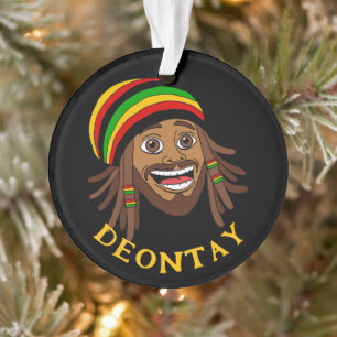 Jamaican Cute Rasta Man Personalized Ornament