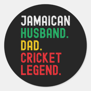 Jamaican Dad Cricket Legend  Classic Round Sticker