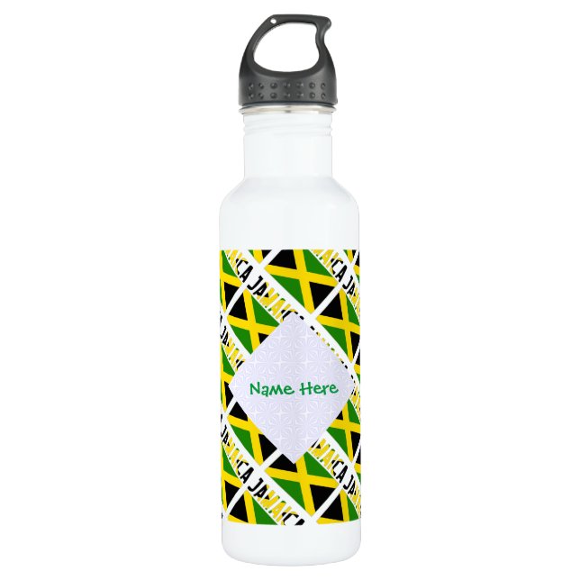 Jamaican Flag and Jamaica Tiled Personalised  710 Ml Water Bottle (Front)
