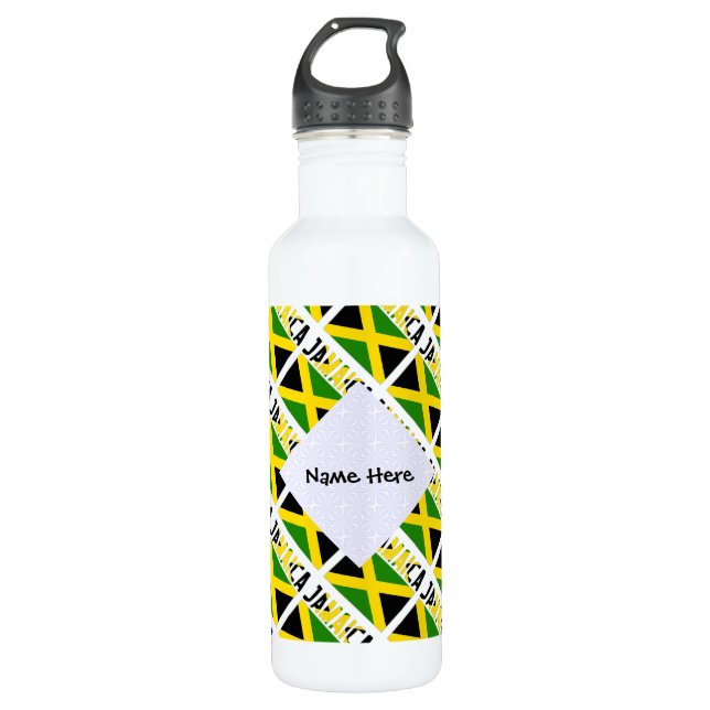 Jamaican Flag and Jamaica Tiled Personalised  710 Ml Water Bottle (Front)