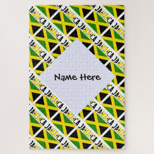 Jamaican Flag and Jamaica Tiled Personalized Jigsaw Puzzle