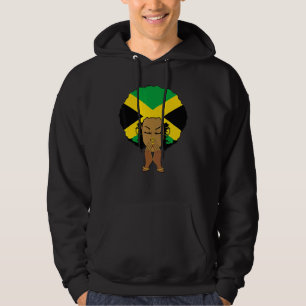 Jamaican Flag Black Woman Melanin Queen Afro Herit Hoodie