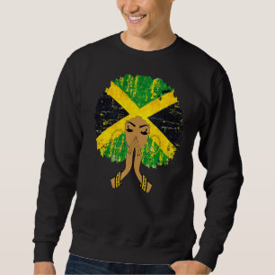 Jamaican Flag Black Woman Melanin Queen Afro Sweatshirt