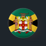 Jamaican Flag/ Coat of Arms 3 Cm Round Badge<br><div class="desc">Flag of Jamaica with coat of arms superimposed.</div>