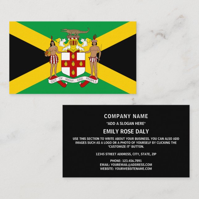 Jamaican Flag & Coat of Arms, Flag of Jamaica Business Card (Front/Back)