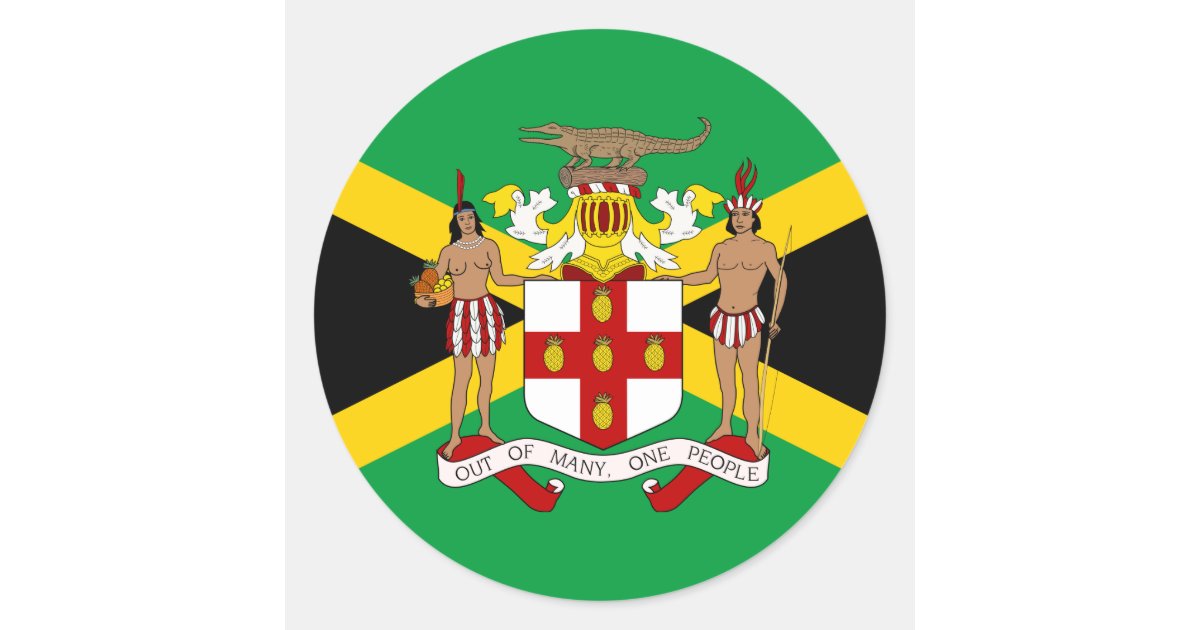 Jamaican Flag & Coat of Arms, Flag of Jamaica Classic Round Sticker | Zazzle.co.uk