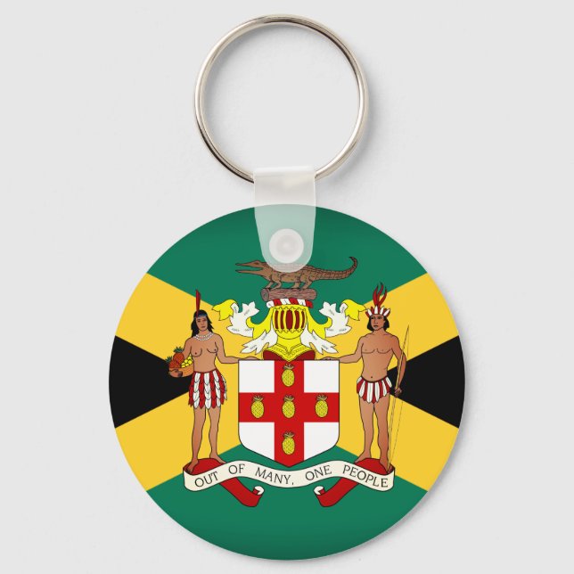 Jamaican Flag/ Coat of Arms Key Ring (Front)