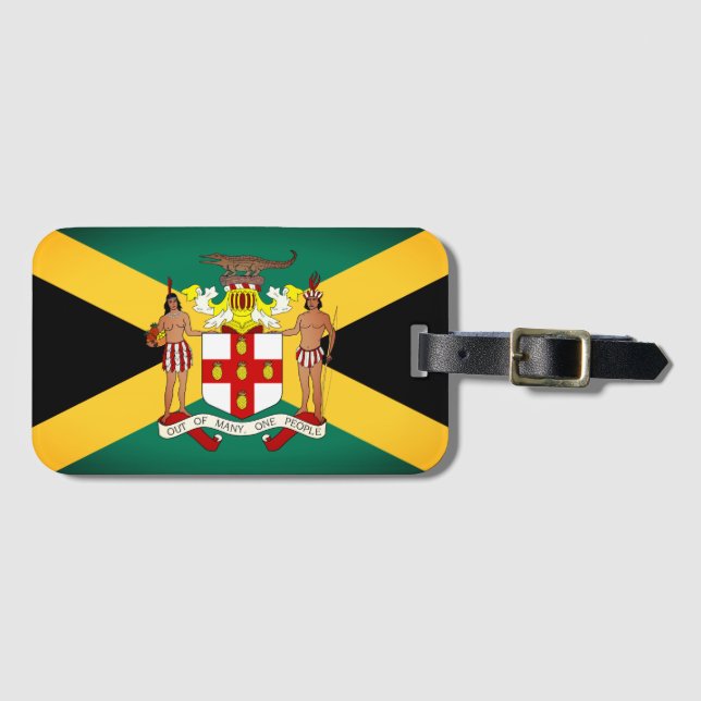 Jamaican Flag/ Coat of Arms Luggage Tag (Front Horizontal)
