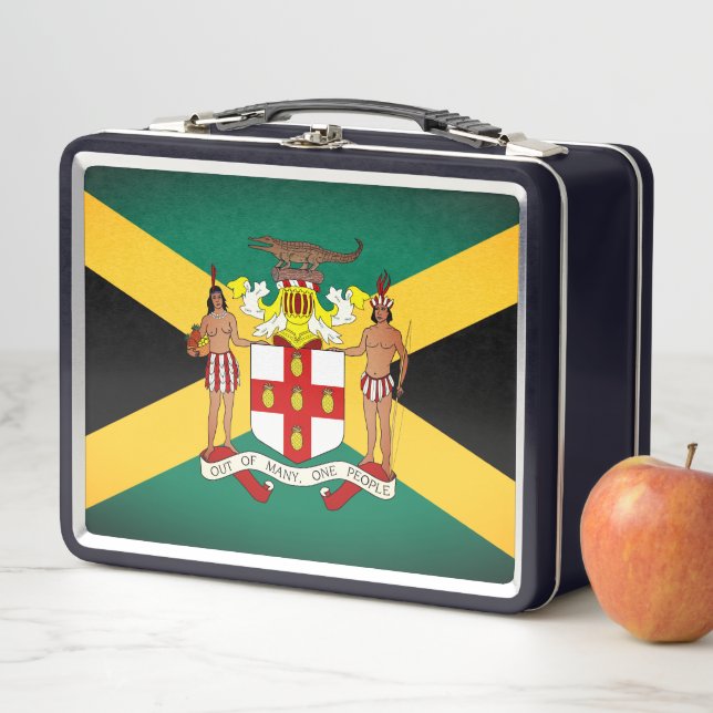 Jamaican Flag/ Coat of Arms Metal Lunch Box (In Situ)