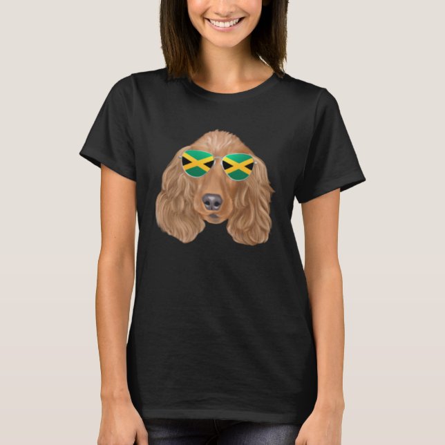 Jamaican Flag Cocker Spaniel Dog Jamaica Pocket T-Shirt (Front)